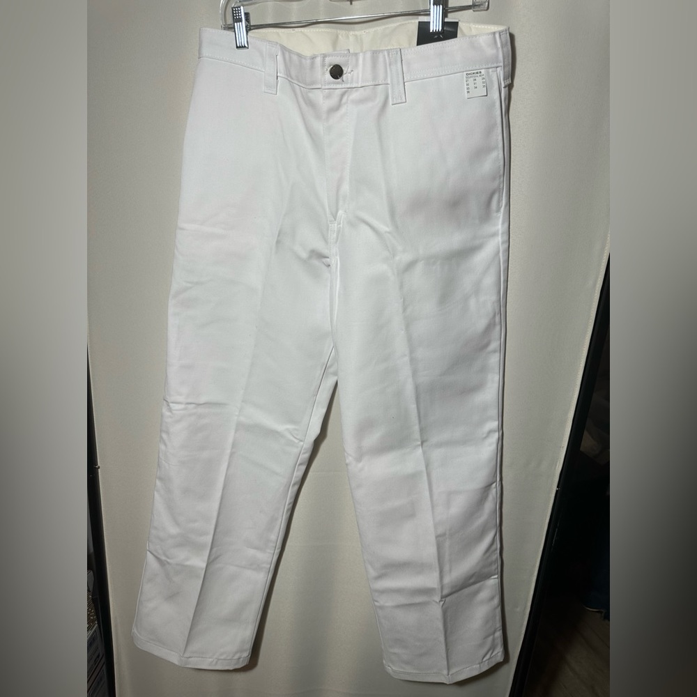 Dickies Men's Industrial Relaxed Fit Flat Front Pant White  33UL